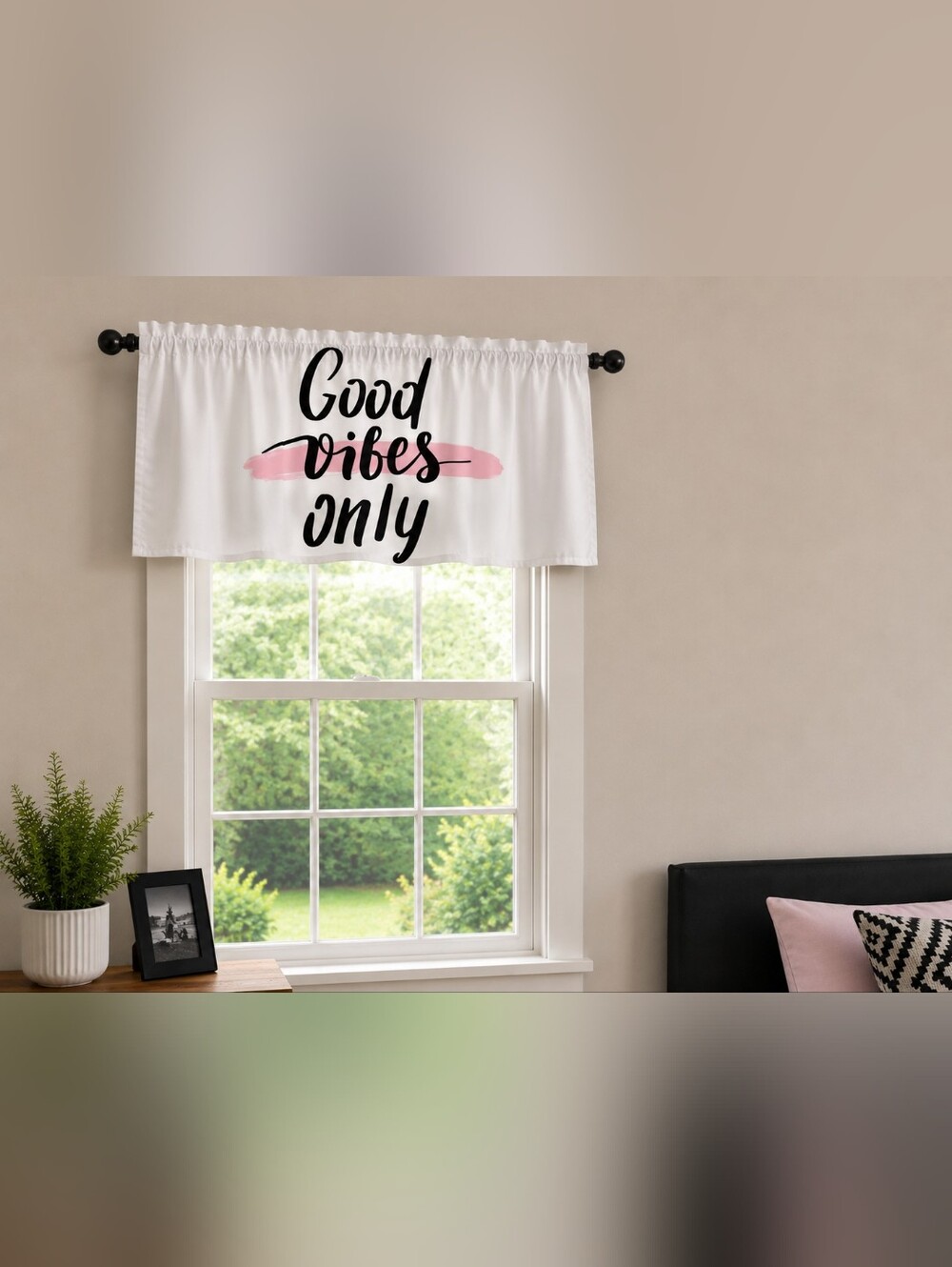Good Vibes Only Pink & White Valance